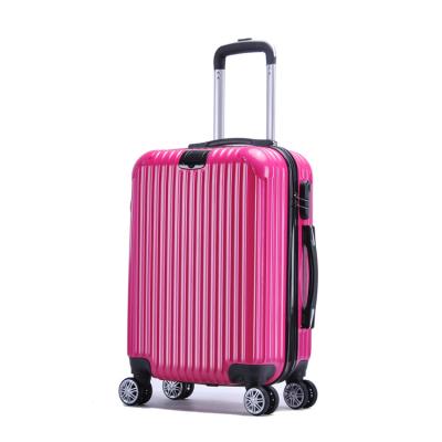 China Latest Design Rose Colored Woman Travel Bottom 20 Inch PC Travel Trolley Suitcase Luggage Bag With Special Colorful Accessories for sale