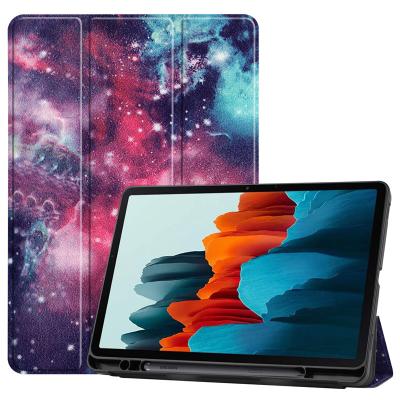 China For Samsung Galaxy SM-870/SM-T875 galaxy tag s7 lite case colorful drawing wake up function with stand tablet PU leather case for tag s7 tablet cover by Samsung for sale