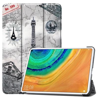 China Fashion Colorful Painted Triple Painted Flip Tablet Case PU TPU Shockproof Cover For Huawei Matepad pro 10.8 for sale