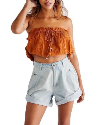 China Women's Breathable Denim Shorts One-Word Hot Pants New Summer Women's High Thin Network Red Wide Leg Exposure Network To Roll Up Pants for sale