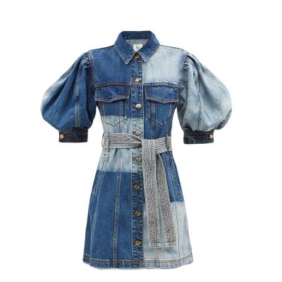 China Anti-wrinkle new design women's fashion color fabric dress denim shirt irregular stitching jacket for sale