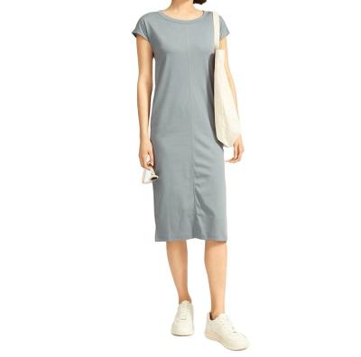 China Anti-Static Casual Dress Cotton Fabric Comfortable Knitting Side Split Women Knitted Dress for sale