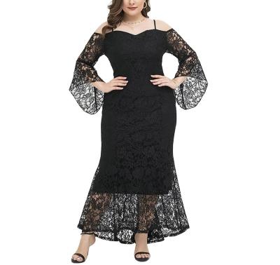 China Women's Fashion Anti-static Designer Even Elegant Long Dresses Plus-Size Women's Lace Dress Sexy Clothes for sale