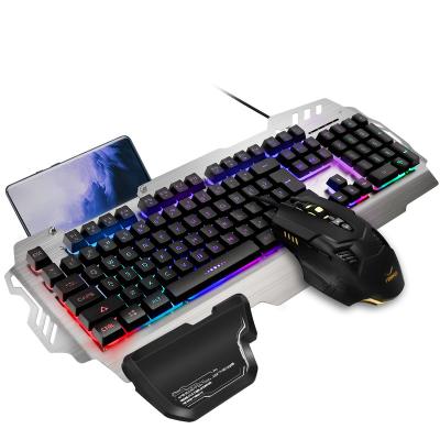 China Victory-Lock Best-Selling Ergonomic Adjustable Slope Palm Rest Metal Three-color Adjustable Backlit Wired Gaming Keyboard and Mouse Combo for sale