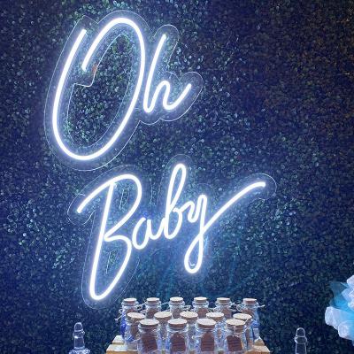 China Easy Installation Ready to Ship LED Illuminated Oh Baby Flex Letters Lights Electronic Neon Sign for Wedding Home for sale