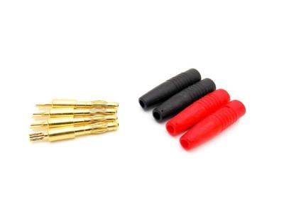 China Power 4.0mm Gold Banana Connector with Red and Black Plastic Cover Device for RC Battery Chargers Multimeter Test Leads for sale