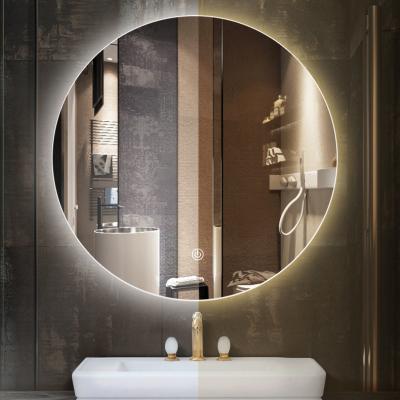 China 5mm LED Round Bathroom Mirror Silver LED Illuminated Bathroom Mirror 3000K - 6000K for sale