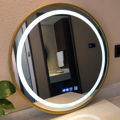 China Espejo de baño LED redondo personalizado Espejo de baño LED de lujo inteligente 3200K en venta