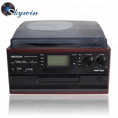 China Cassette Player Factory Selling Retro CD Turntable Player Phonograph With Radio USB/SD/CD Converter Cassette Player for sale