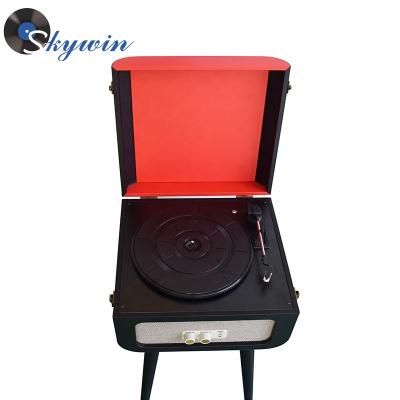 China Hot Muiltiple Music System Turntable Vinyl Record Player With Wooden Legs for sale