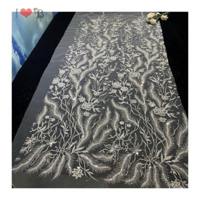 China Soft To Touch Manufacturer Wholesale Sequin Mesh Embroidery Net Sparkle Designs Lace Up Fabric For Dress for sale