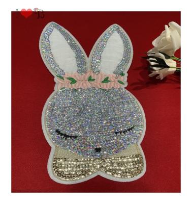 China Gently touch cute white rabbit embroidered patch for diy material for sale