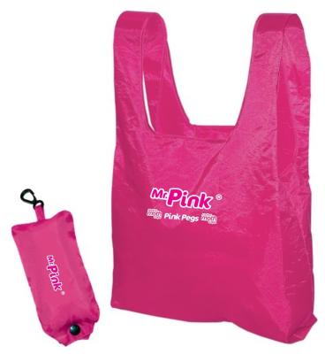 China Hot Customized Promotional Pink Foldable Shopping Eco - Friendly Polyester Tote Bag In Small Pouch for sale