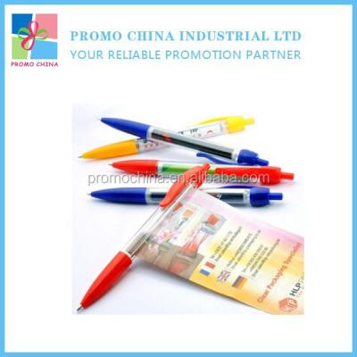 China New Funny Environmentally Friendly Promotion Plastic Advertising Slogan Pen With Pull Out Banner for sale