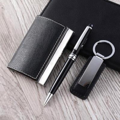 China Factory Price Wholesale Custom Business Gift Set Wholesale Custom Business Gift Set 3 In 1 With Metal Pen And Keychain And Card Holder for sale