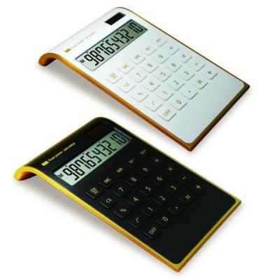 China Hot Promotional Luxury Electronic Calculator Promotional Luxury Electronic Calculator Slim Solar Calculator with Gold Border for sale