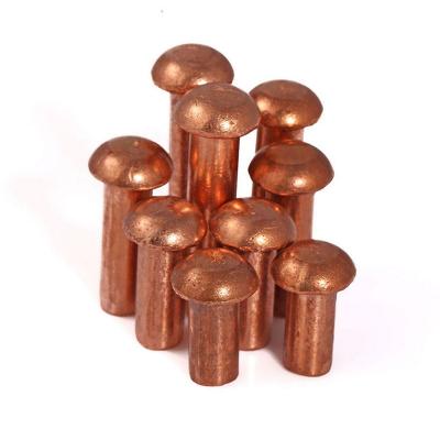 China Hot Selling Copper Customized M5*20mm Dome Red Copper Mushroom Round Head Solid Rivets for sale