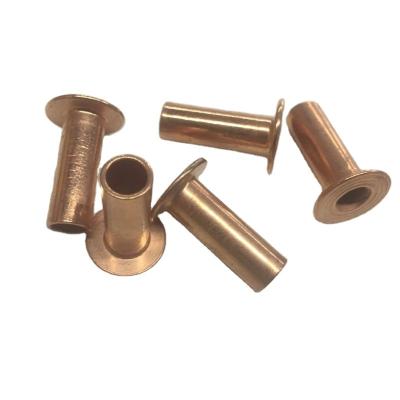 China Motorcycle Brake Liner Rivets Full Tubular Steel Rivets For Brake Flat Head Copper Plated for sale