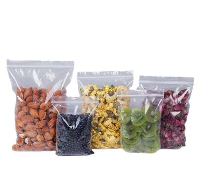 China Recycled Materials PE Transparent Dry Food Bags Sealed Food Storage Pouch Zip Lock Fresh-keeping Bag for sale