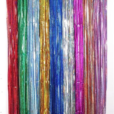 China Foil 2*1m laser aluminum fiesta curtains cortines cortines 2*1m laser aluminum fiesta curtain 3m aluminum fringe party curtains square metallic backdrop for sale