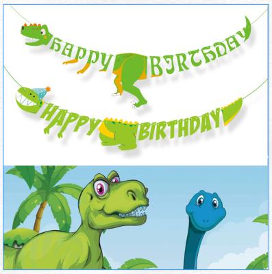 China Paper Boy Happy Birthday Banner Decoration Baby Shower Boy's 1st Party Supplies Decoration Dinosaur Kids Birthday Banner Party Supplies for sale