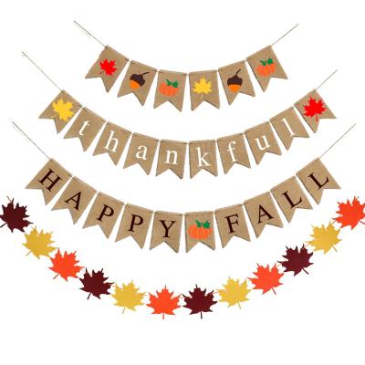 China Latex Pumpkin Sign Family Burlap Banner Party Paper Decoration Garland Home Decoration Halloween Thanksgiving for sale