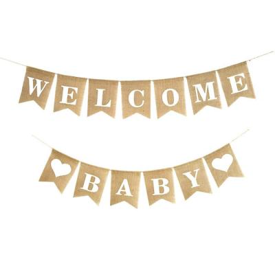 China Byshower 2022 2021 Party Decoration Paper Gender Reveal Games Favors Baby Shower Banner Welcom Baby Banner Girl for sale