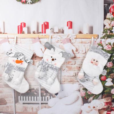 China 2021 Bulk Cloth Christmas Stockings 2021 White Velvet Empty Christmas Stockings For Embroidery for sale