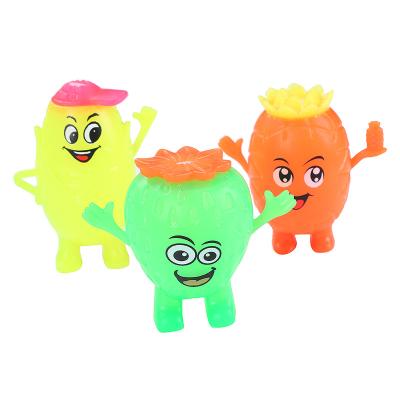 China Factory direct sale wholesale whistle squeeze luminous fruit toy eco-friendly material wiggle toys for kids other toys for sale