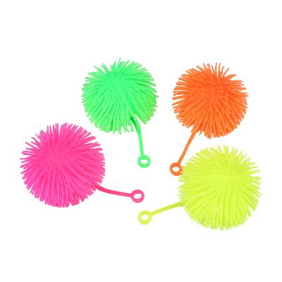 China Fluffy Animal Shape Stripper Long Tpr Ball Hair Yo-Yo Effort Soft Hot Flashing Ball for sale