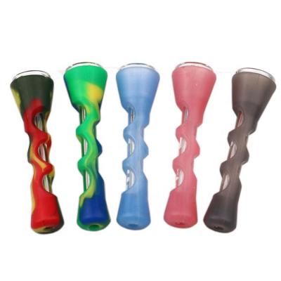 China New Minimalist Silicone Smoking Pipe Food Grade One Hitter Cigarette Hand Pipes Portable Mini Tobacco Pipe for sale