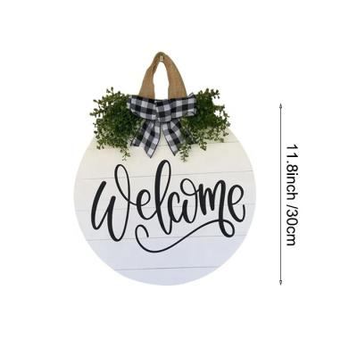 China Europe Welcome Sign Front Door Decor Home Round Welcome Sign For Outdoor Hanging Sign for sale