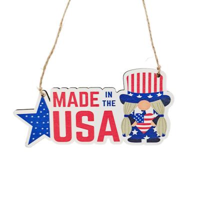 China Patriotic Wooden Hanging Sign Europe 4th of July Sign Independence Day Wooden Plaque Wall Hanging Decor for sale