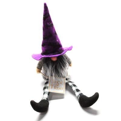 China High-quality Christmas Decorations Witch Faceless Doll Halloween Broom Witch Long Legs High Hat Faceless Doll Decoration for sale