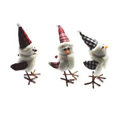 China High-quality Cute Animal Plaid Little Birds Toy Christmas Ornaments White Standing Birds Home Decor for sale