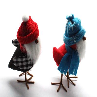 China High-quality Factory Manufacturer Red Blue Hat Long White Beard Christmas Snowman Standing Bird for sale