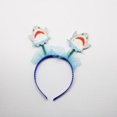 China High-quality Hair Accessories Kawaii Children's Headband Cute Photo Props Girl Party Shark Blue Decorate Floral Headbands for sale