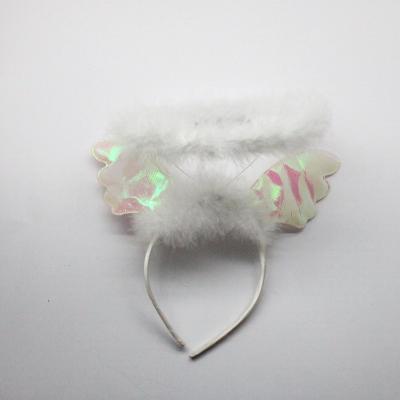 China High-quality Party Supplies Professional Manufacturer Direct White Pink Angel Feather Polyester Plastic Girl Party Cute Charming Hair Band for sale