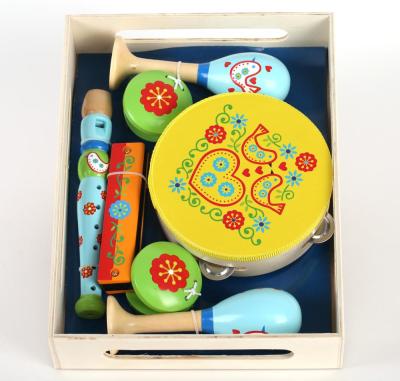 China Cartoon Toy Children Poplar Wooden Rainbow Toy Box Drum Set Small for sale