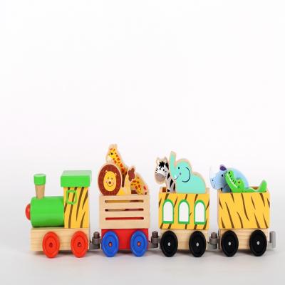 China Cartoon Toy Intelligence Wooden Children Educational Toys Farm Animals Train Set for sale