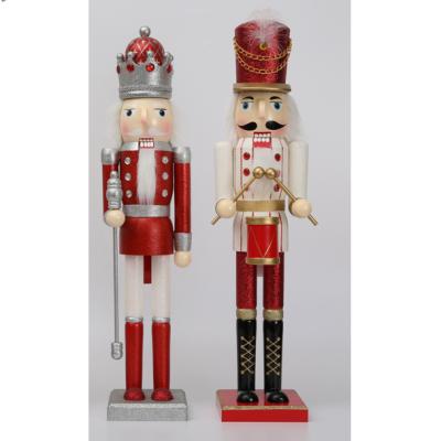 China 24 Inch Delicate Decorative King and Soldier Low Price Red and White Nutcrackers 15x13x61 cm for sale