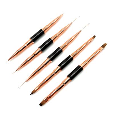 China Professional Metal Handle Nylon Hair Paint Line Nail Art Liner Brush Nylon Hair Nail Brush For Manicure Powder for sale