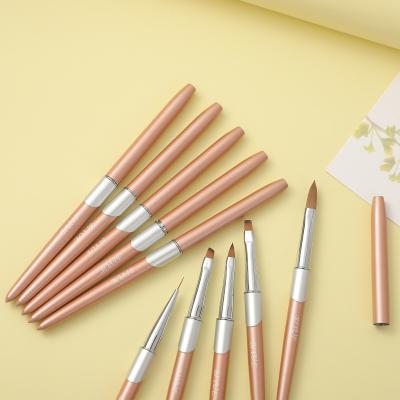 China NAIL 2021 new style customized mounted gold handle gel nail brush tool nail gel pen for sale