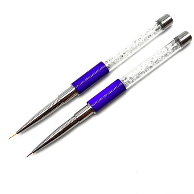 China NEW Blue NAIL Rhinestone Metal Handle Salon Using 3D Art Nails Design Pure Kolinsky Acrylic Nail Brush for sale