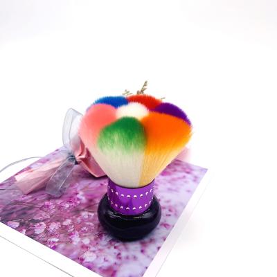 China Wholesale OEM Rainbow Color Synthetic NAIL Hair Cosmetics Brush or Dust Nail Brush for sale