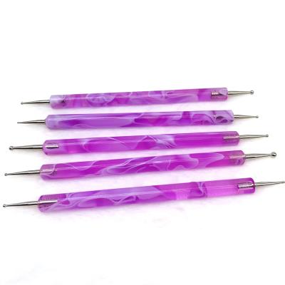 China Wholesale 5pcs Hot Selling Beauty Nail Finger Dotting Pen Purple Purple Pick Up Coating Art Nail Polish Brush Nail Art Tool Dotting Picker for sale