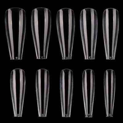 China French Factory Sell Clear Acrylic French Artificial Nails Coffin Shaped Nails Tips For DIY Nail Art for sale