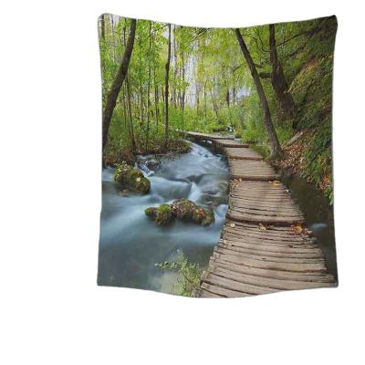 China Eco-Friendly Minimalist Landscape Tapestry Nature Wall Hanging View Garden Blooming Flower For Bedroom Deocr for sale