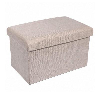 China Faux Storage Trunk Durable Linen Fabric Upholstered Folding Stool Seat for sale