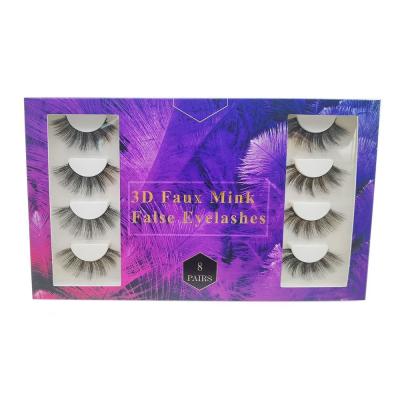 China Hot Selling 8Pairs Thick Per Box False 3D Mink Eyelashes Eyelashes for sale